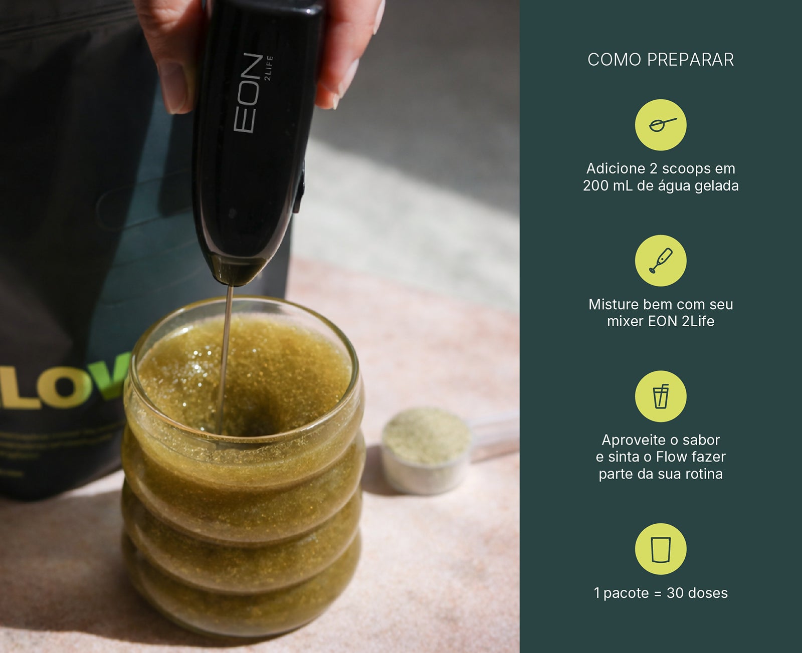 FLOW - Bebida funcional em pó com fibras e vitaminas - Sabor Limão (300g)