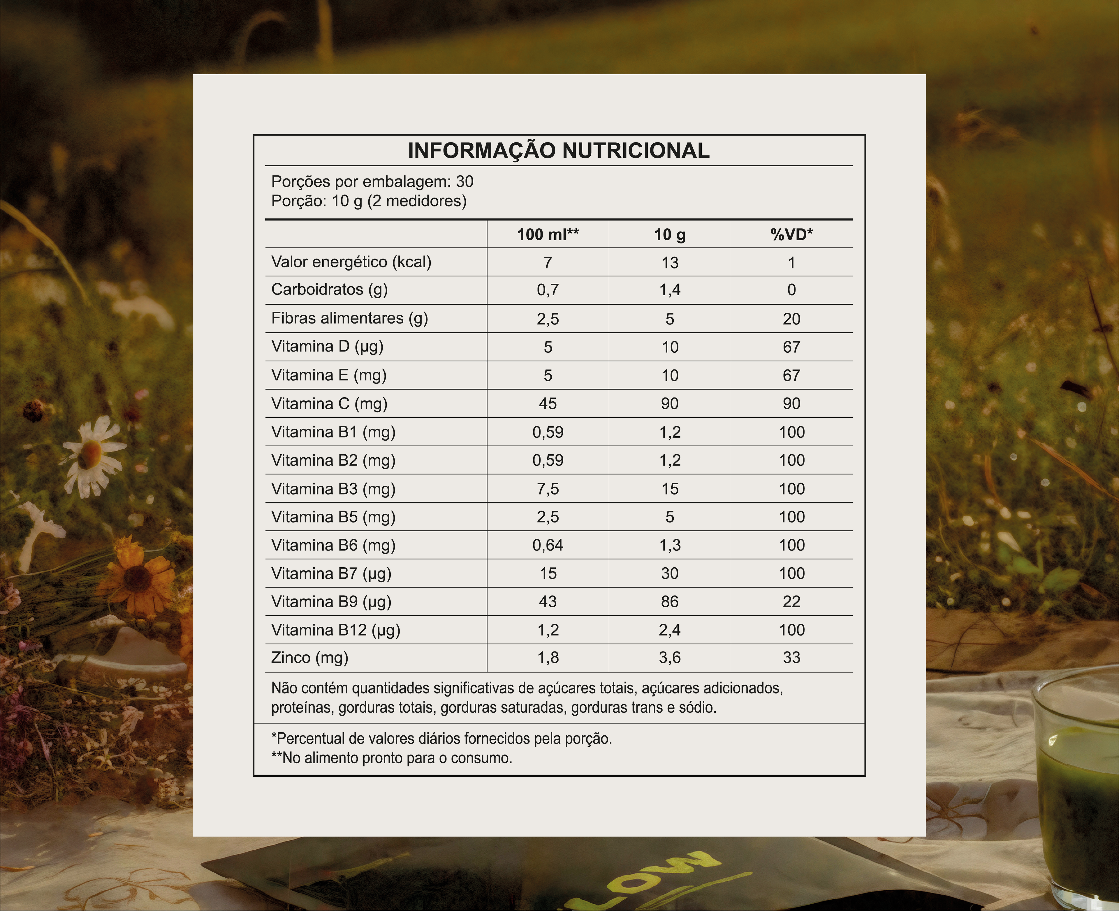 FLOW - Bebida funcional em pó com fibras e vitaminas - Sabor Limão (300g)