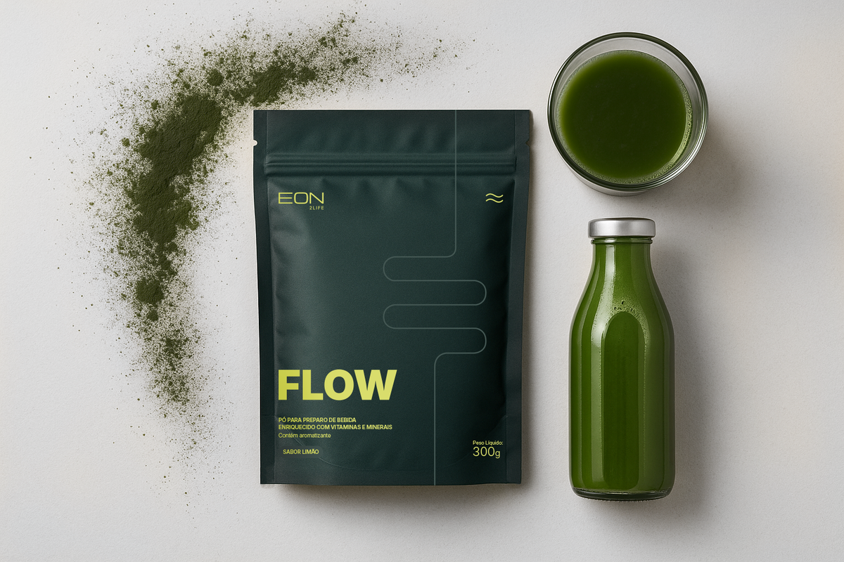 FLOW - Bebida funcional em pó com fibras e vitaminas - Sabor Limão (300g)